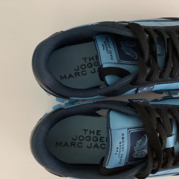 MARC JACOBS Leather Colorblock Pattern Blue Sneakers 37 US 7 - Picture 9 of 16